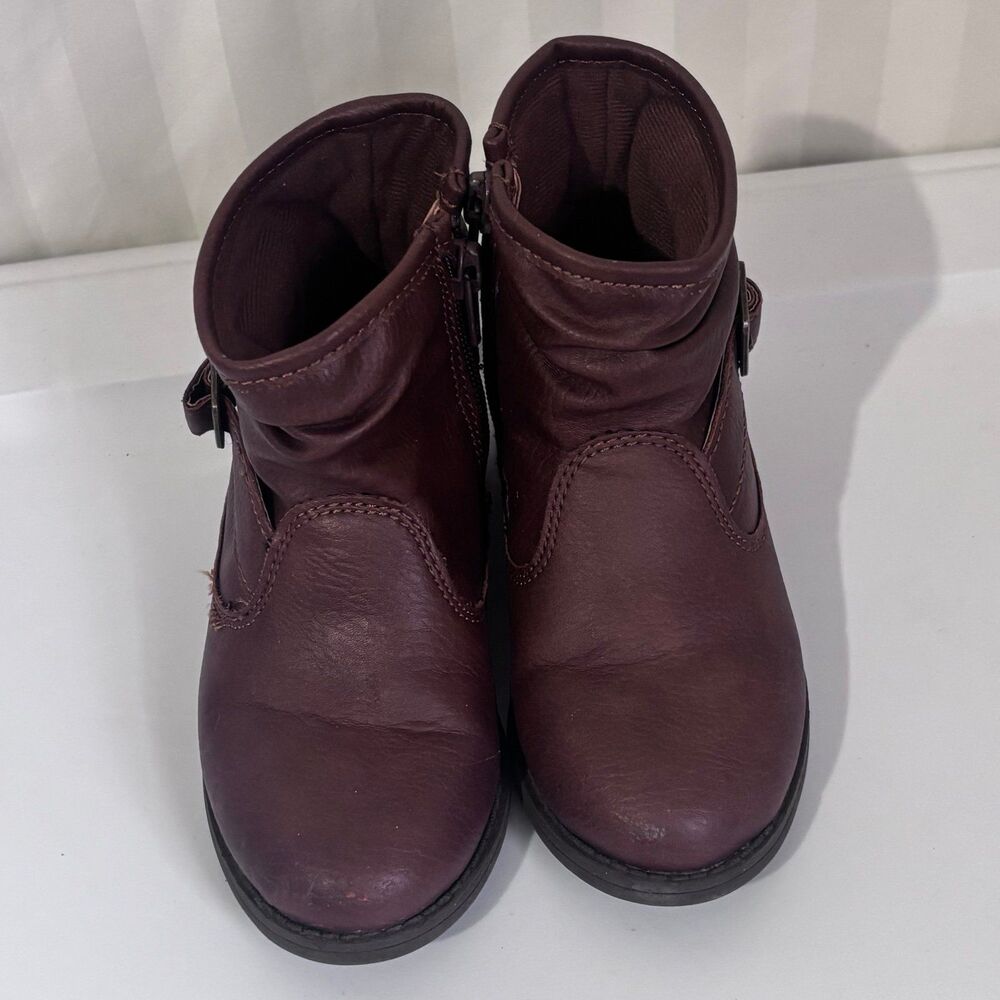 OshKosh B'gosh Girls Size 8 Brown Slouchy Ankle Boots Side Buckle